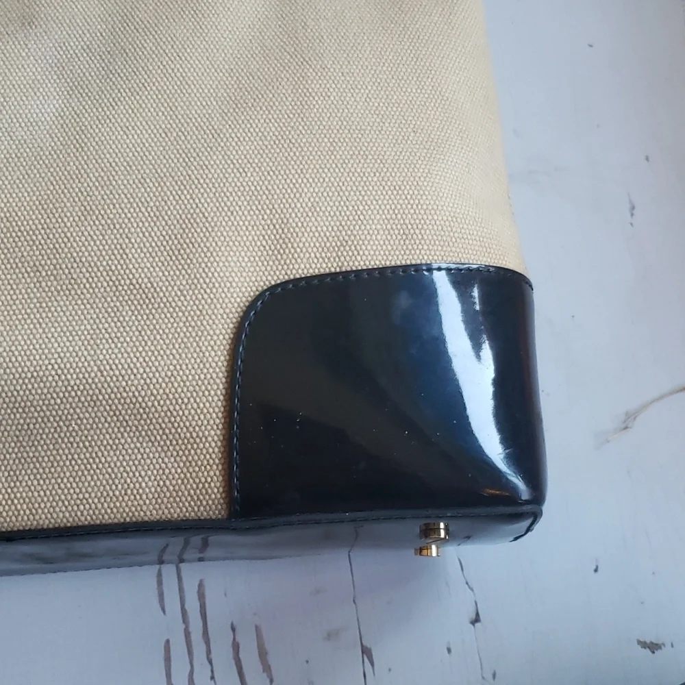 Tory Burch canvas and patent leather tote large bag